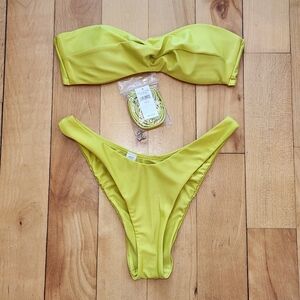 Aerie Bandeau Bikini Top & High Cut Cheekier Bikini Bottom - XS